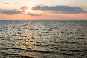 quiet sea scape at the sunset