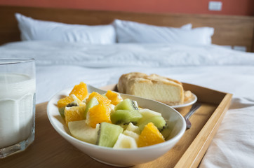 breakfast with fruit and cake