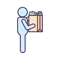 Aavatar with shopping bag line and fill style icon vector design