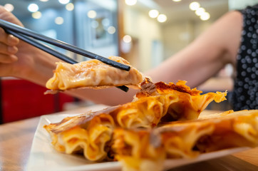 fried dumpling in a restaurant