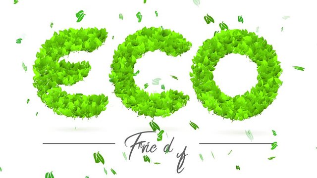 reforestation eco kind campaign advertisement with green nature creating writing to raise awareness on surrounding resources and recycling