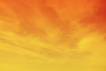 Colorful beautiful sky and clouds in orange color abstract backgrund.Selective focus sky.