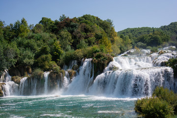 Fototapeta na wymiar Main waterfall in Krka National Park, Croatia, Europe