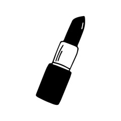 Obraz premium Cute hand drawn doodle lipstick icon. Isolated on white background. Vector stock illustration.