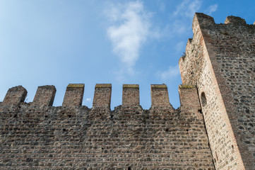 wall fortifications and towers of the Este (Padova) medieval castle in Italy - today it's a free public park