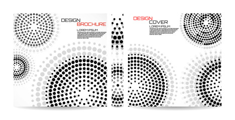 Brochure template with dotted circles. Dots in circular form. Magazine, poster, book, presentation, advertising. Abstract vector background. Cover design your text