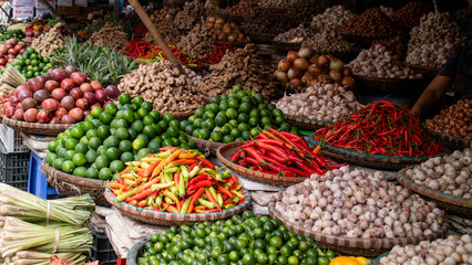 Food market in Hanoi Vietnam