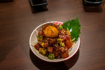 Diced Tuna Salad with Avocado and Egg Yolk