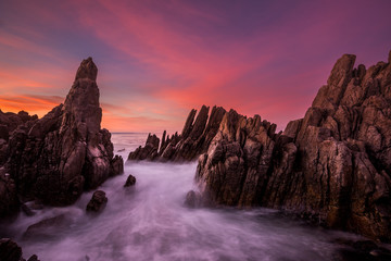 long exposure pinnacle rocks milky sea