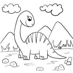 Coloring for children. Vector. Cute dinosaur