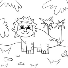 Coloring for children. Vector. Cute dinosaur