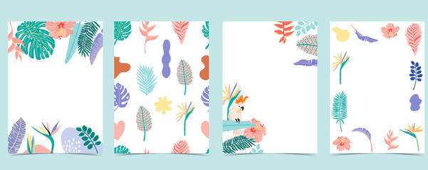 Fototapeta na wymiar Collection of summer background set with palm,flower.Editable vector illustration for invitation,postcard and website banner