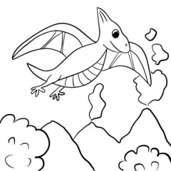 Coloring for children. Vector. Cute dinosaur