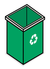 green recycle bin / vector and illustrator, isolated on white background