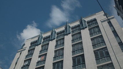Fototapeta premium Wellington old archtecture and pattern of skyscraper under the blue sky