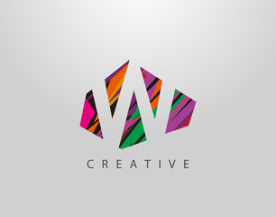 Creative Letter W Logo. Abstract W letter design, made of various Strips shapes in color.