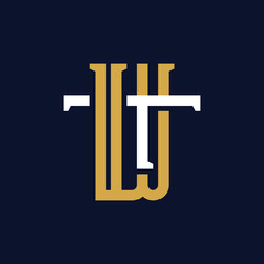 Initial Letter WT TW Monogram Logo Design