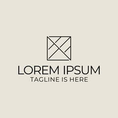 Fototapeta premium Abstract monoline logo design with a minimalist concept in a rectangular shape.