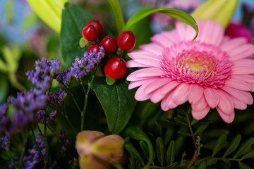 bouquet of red and pink flowers