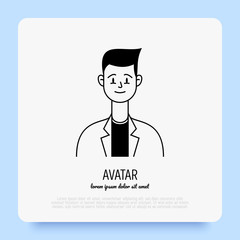 Caucasian friendly and happy young man, teenager or boy avatar. Flat style. Vector illistration.