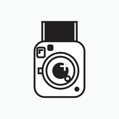 Polaroid camera icon, instant photocamera flat style vector illustration, flat style instant camera illustration, photocamera illustration, instax camera illustration
