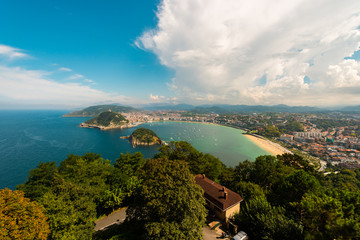 Views of La Concha Bay and Santa Clara Island in Donostia San Sebastian