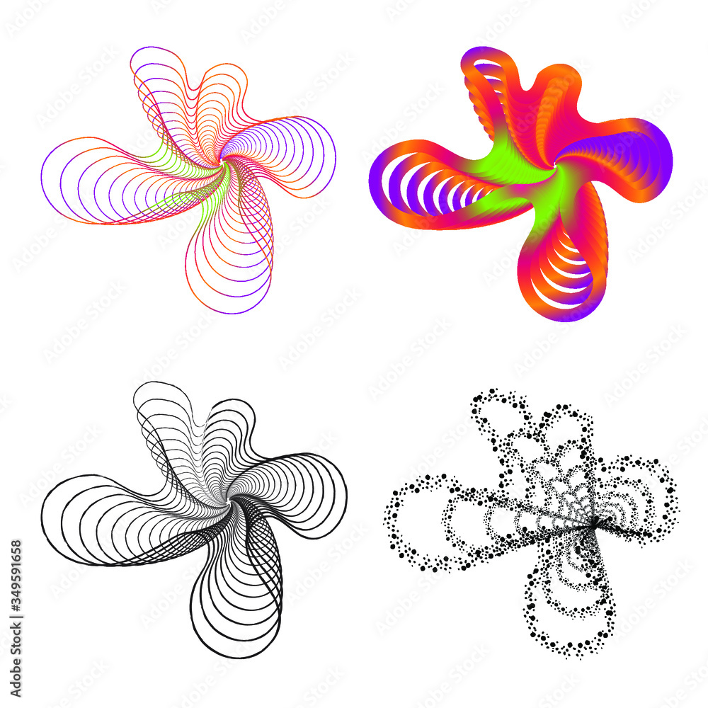 Poster spiral symbol. simple element. spray effect. black and colorful image isolated on white background. 
