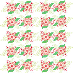 Floral seamless design with leaves in light background