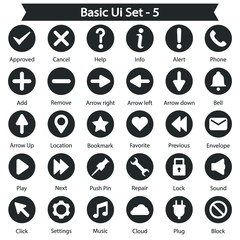 Basic Ui Icon set 5 - Black series