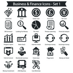 Business & Finance Icon set 1 - Black series