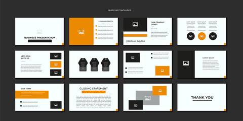 Obraz na płótnie Canvas Minimal business powerpoint template, with orange and black color.