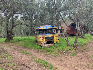 Old abandoned bus, in Calabria.