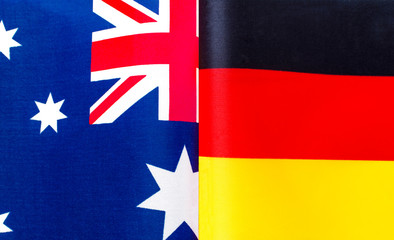 fragments of the national flags of Australia and Germany close up