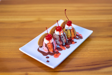 ice cream with cherries