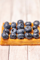 Fresh homemade waffles with blueberries