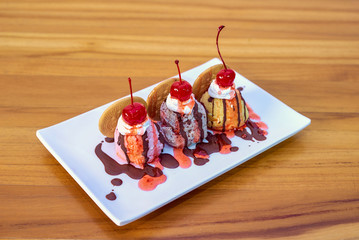 ice cream with cherries