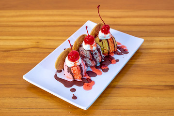 ice cream with cherries