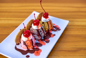 ice cream with cherries