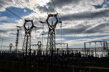 High voltage power transformer substation
