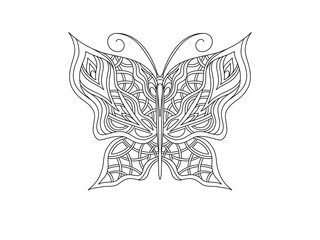 Beautiful butterfly coloring book page. line art.