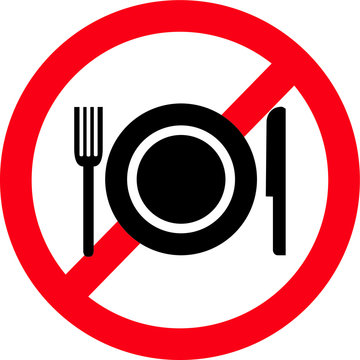 Crockery cutlery ban sign, symbol, Vector illustration