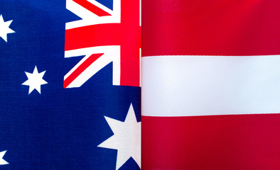 fragments of the national flags of Australia and the Republic of Austria close up