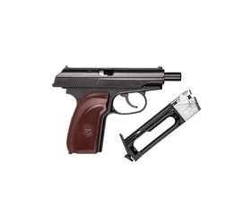 Air gun isolate on white back. Pistol for sport shooting. A copy of a real weapon.