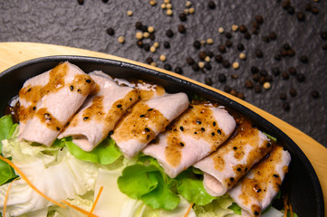 slice pork with vegatable,sukiyaki asian delicious food