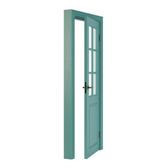 Wooden door isolated on white background. 3D rendering.