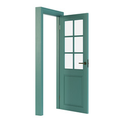 Wooden door isolated on white background. 3D rendering.