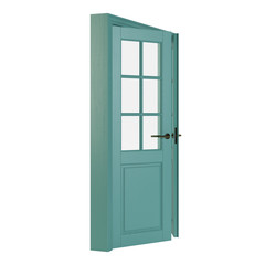 Wooden door isolated on white background. 3D rendering.