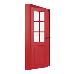 Obraz premium Wooden door isolated on white background. 3D rendering.