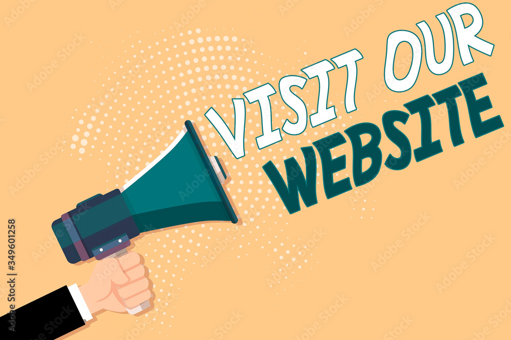 Poster conceptual hand writing showing visit our website. concept meaning visitor who arrives at web site a