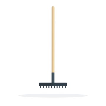 Agricultural tool rake vector icon flat isolated.